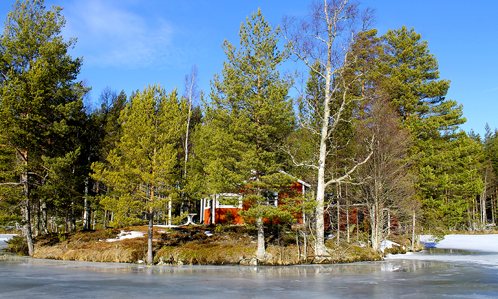 Svensk rød stuga – mer idyllisk blir det nesten ikke! Foto: Ida Anett Danielsen